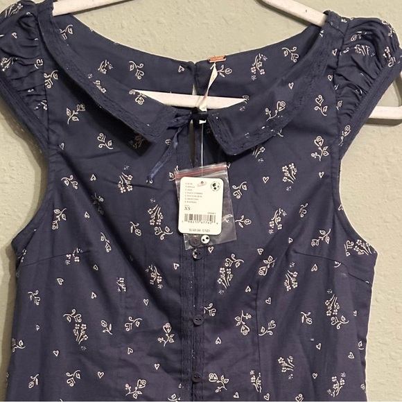 NWT Free People x REVOLVE Beasley Mini Dress in Navy Combo - Picture 15 of 16